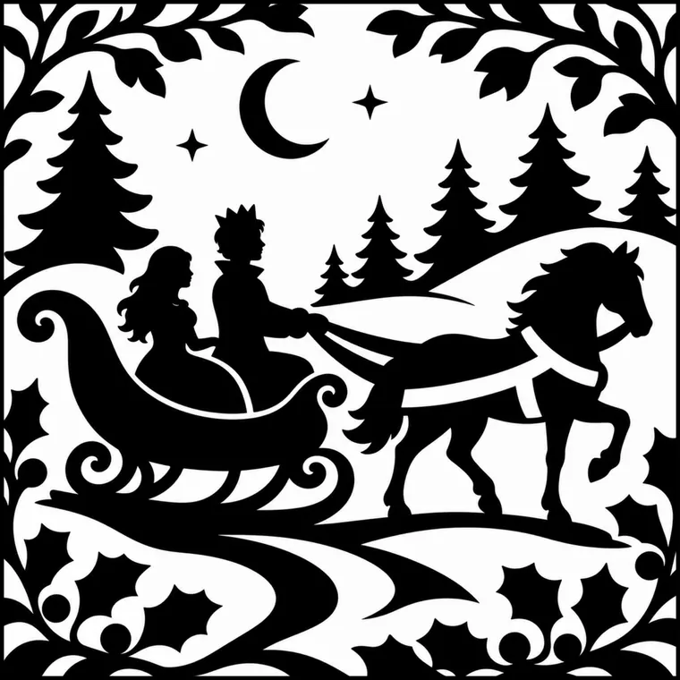 Finished silhouette: The Sleigh in the Snow